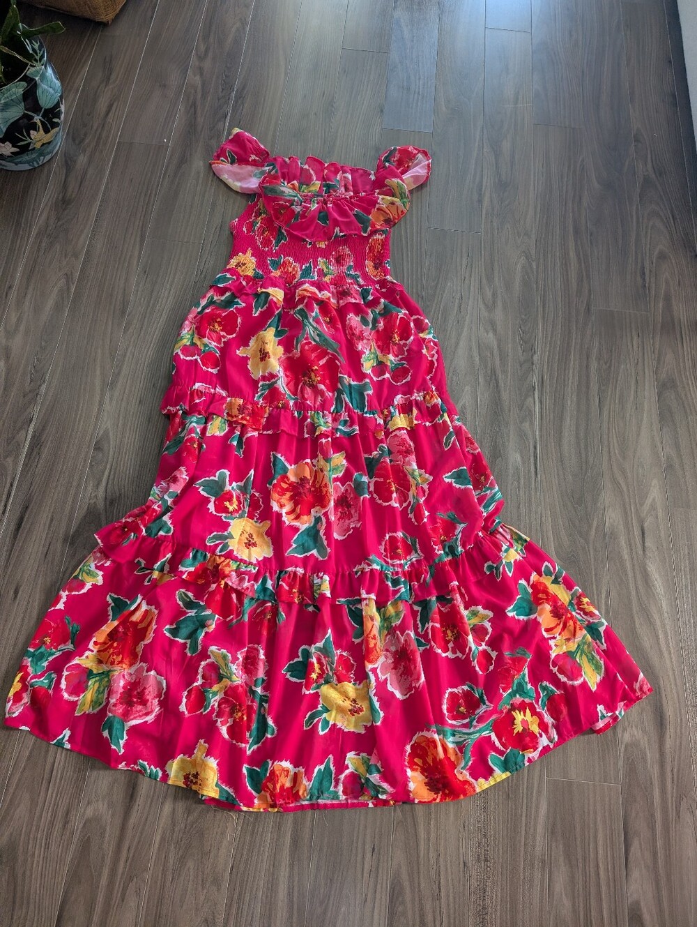 Flying Tomato Hot Pink Floral Sundress Maxi Length (Size Medium) - Picture 5 of 7